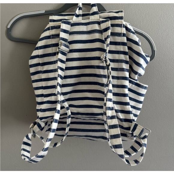 Baggu Blue White Cotton Canvas Sailor Stripe Backpack Sacre Coeur Nautical Boho main image 8